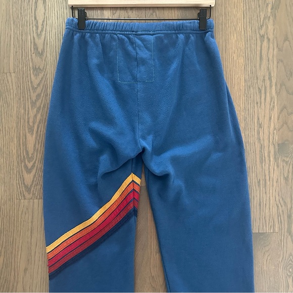 Aviator Nation Stripe Sweatpants in Ocean Blue with Red, Orange, Yellow Large - Picture 3 of 8